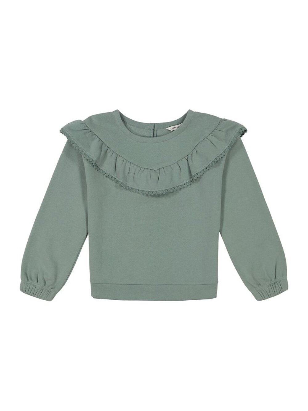 NWT New Lucky Brand Girls Ruffle Fleece Top In Chinois Green Size 7